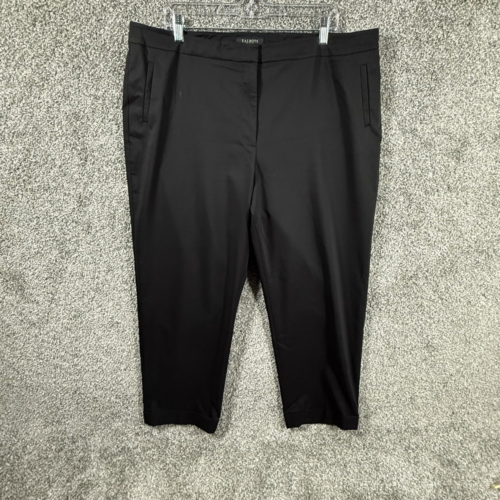 Talbots Heritage Womens 18 Black Cuffed Ankle Pants Stretch Career Dress